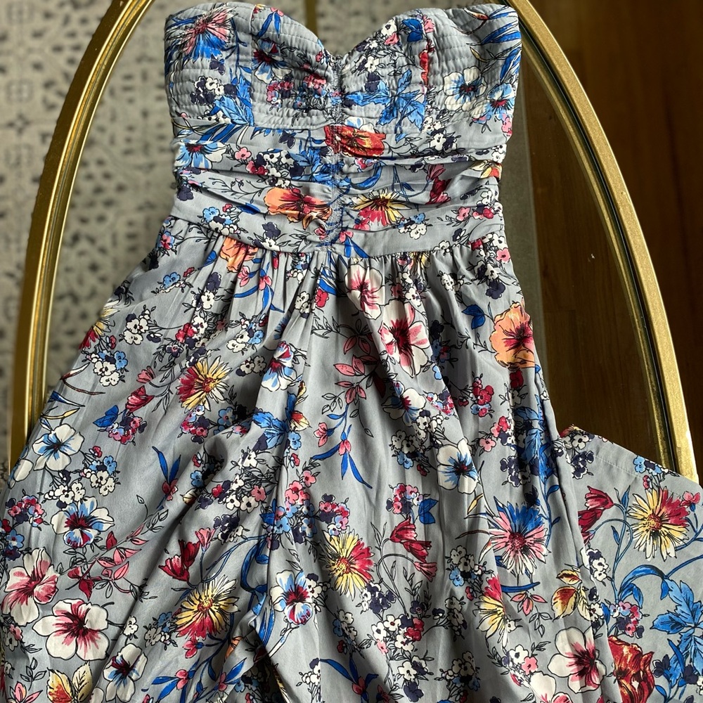 Grey Floral Strapless Silk Romper - new with tags from Marshalls
